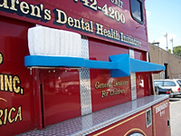 dental fire truck toothbrush protected by Abuseproof™